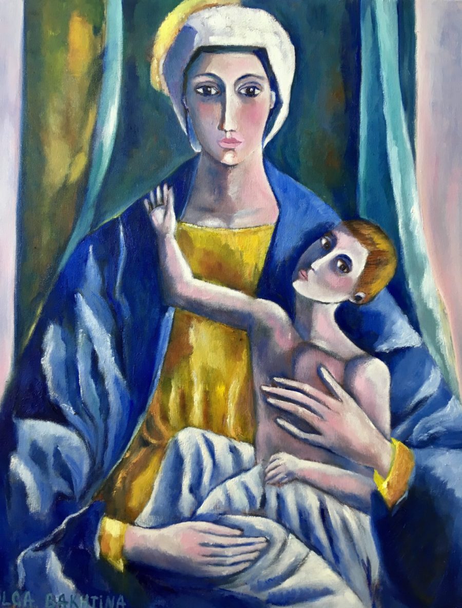 Madonna in a White Headdress and Child